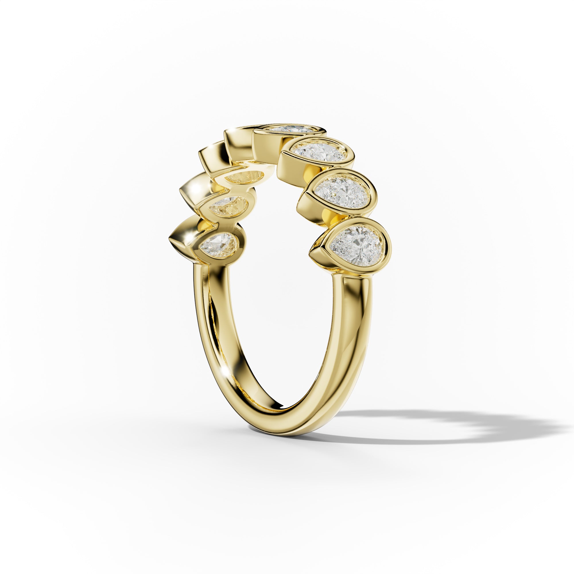 1.0 Carat Bezel Set Pear Shape Diamond Anniversary Band